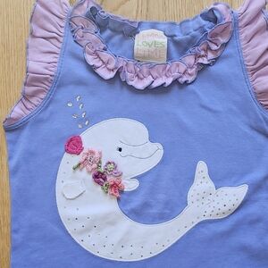Lemon loves lime girl Beluga Whale tank top size 8 9 10
